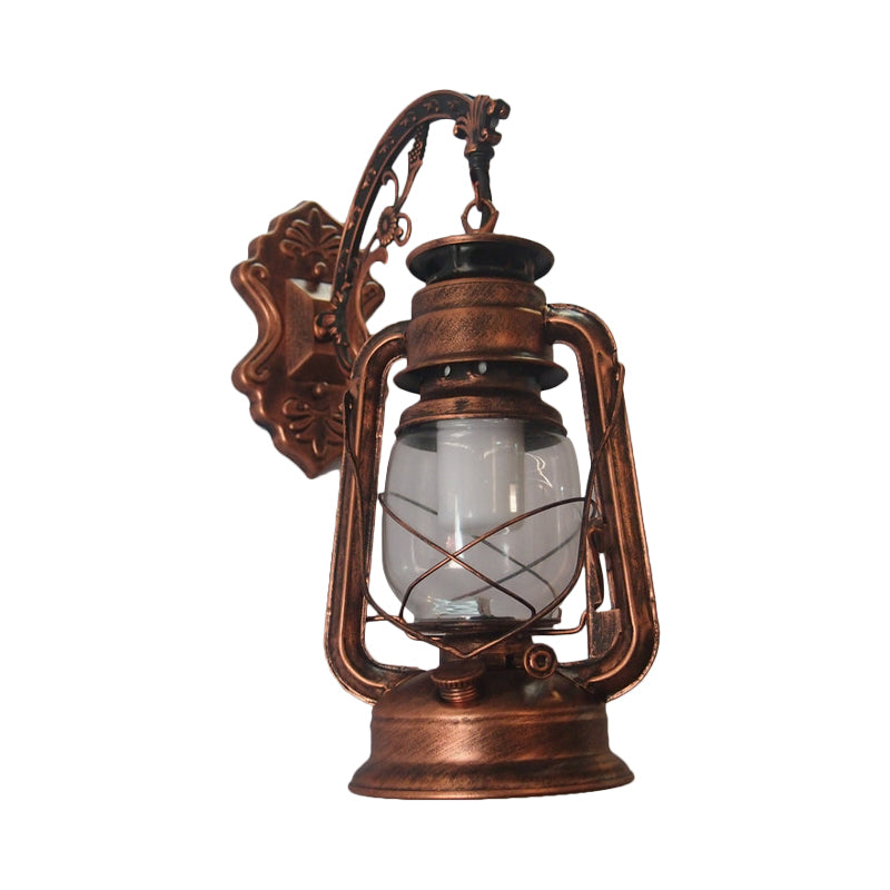Avtoit | 1-Light Kerosene Wall Mount Lighting Nautical Black/Copper/Bronze Clear Glass Wall Lights for Dining Room