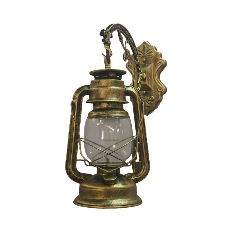 Avtoit | 1-Light Kerosene Wall Mount Lighting Nautical Black/Copper/Bronze Clear Glass Wall Lights for Dining Room
