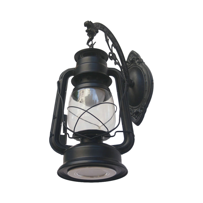 Avtoit | 1-Light Kerosene Wall Mount Lighting Nautical Black/Copper/Bronze Clear Glass Wall Lights for Dining Room