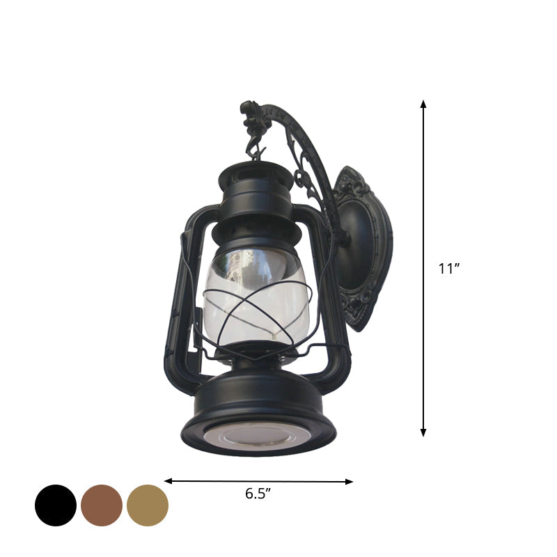 Avtoit | 1-Light Kerosene Wall Mount Lighting Nautical Black/Copper/Bronze Clear Glass Wall Lights for Dining Room