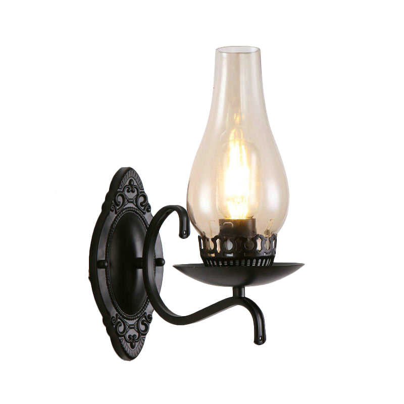 Avtoit | Single-arm Wall Light Industrial Hall Wall Light with Kerosene Clear/Frosted Glass Shade in Copper/Bronze