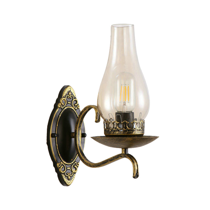 Avtoit | Single-arm Wall Light Industrial Hall Wall Light with Kerosene Clear/Frosted Glass Shade in Copper/Bronze
