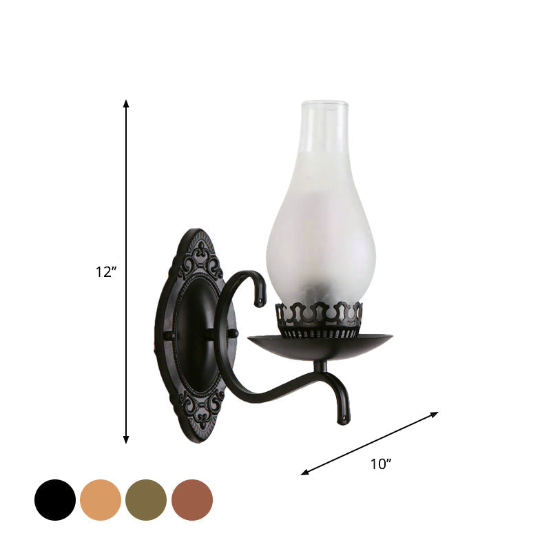 Avtoit | Single-arm Wall Light Industrial Hall Wall Light with Kerosene Clear/Frosted Glass Shade in Copper/Bronze