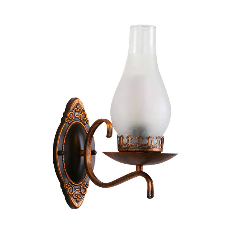 Avtoit | Single-arm Wall Light Industrial Hall Wall Light with Kerosene Clear/Frosted Glass Shade in Copper/Bronze