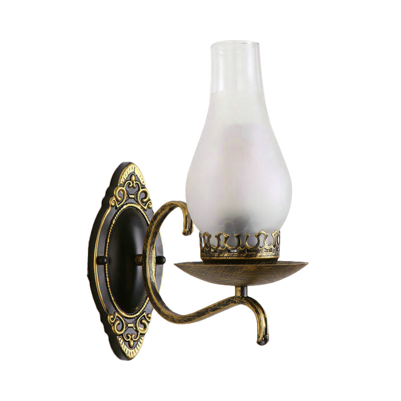 Avtoit | Single-arm Wall Light Industrial Hall Wall Light with Kerosene Clear/Frosted Glass Shade in Copper/Bronze