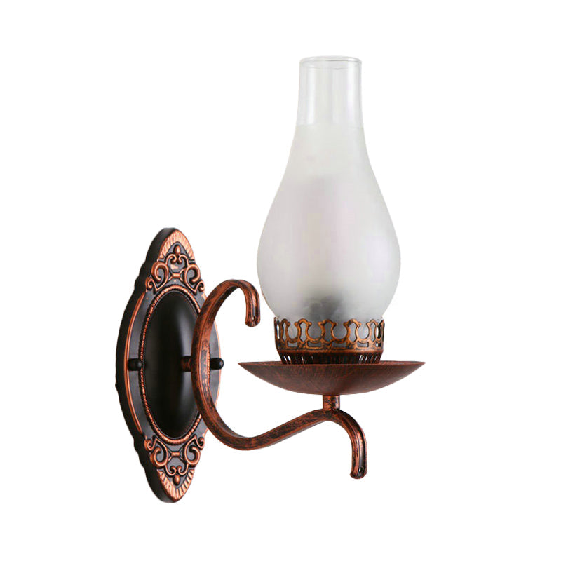 Avtoit | Single-arm Wall Light Industrial Hall Wall Light with Kerosene Clear/Frosted Glass Shade in Copper/Bronze