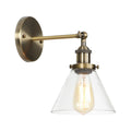 Avtoit | Brass Cone/Bell Swing Shade Wall Lamp Industrial Clear Glass Single Dining Room Wall Mount Light