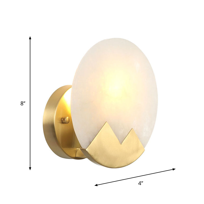 Avtoit | Brass 1-Light Wall Lamp Fixture Antique Frosted White Glass Tulip Shade/Cylinder Wall Mount Light with Arm