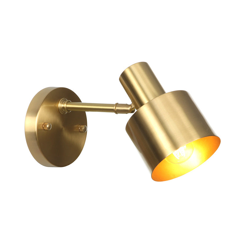Avtoit | Brass 1-Light Wall Lamp Fixture Antique Frosted White Glass Tulip Shade/Cylinder Wall Mount Light with Arm