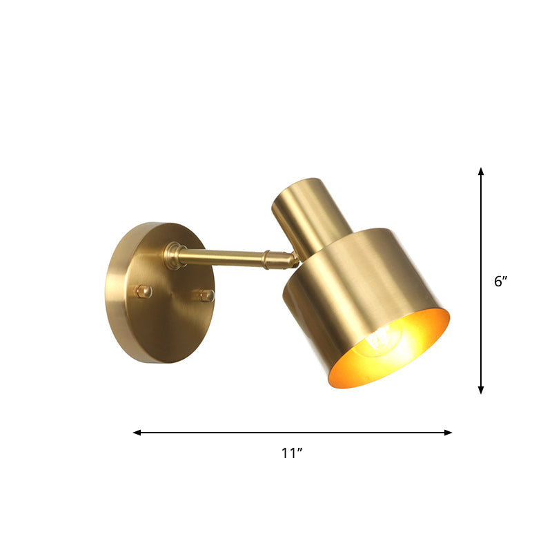 Avtoit | Brass 1-Light Wall Lamp Fixture Antique Frosted White Glass Tulip Shade/Cylinder Wall Mount Light with Arm