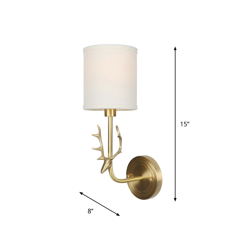 Avtoit | Brass 1-Light Wall Lamp Fixture Antique Frosted White Glass Tulip Shade/Cylinder Wall Mount Light with Arm