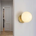 Avtoit | Brass 1-Light Wall Lamp Fixture Antique Frosted White Glass Tulip Shade/Cylinder Wall Mount Light with Arm