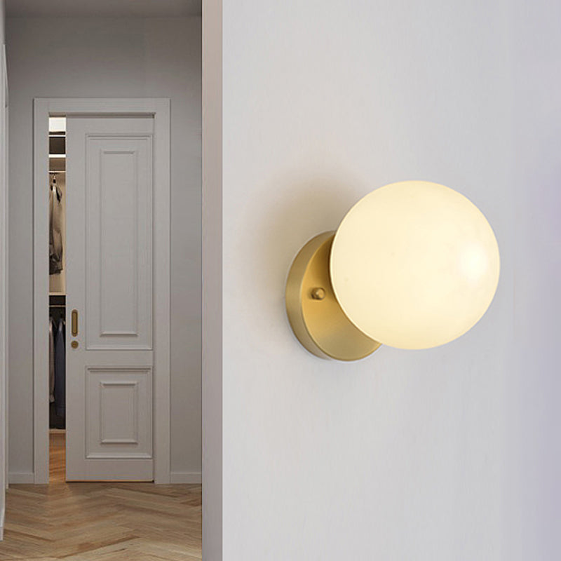 Avtoit | Brass 1-Light Wall Lamp Fixture Antique Frosted White Glass Tulip Shade/Cylinder Wall Mount Light with Arm