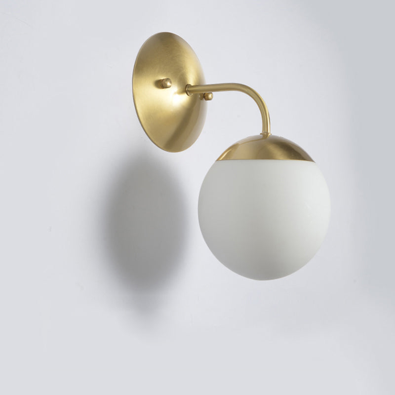 Avtoit | Brass 1-Light Wall Lamp Fixture Antique Frosted White Glass Tulip Shade/Cylinder Wall Mount Light with Arm