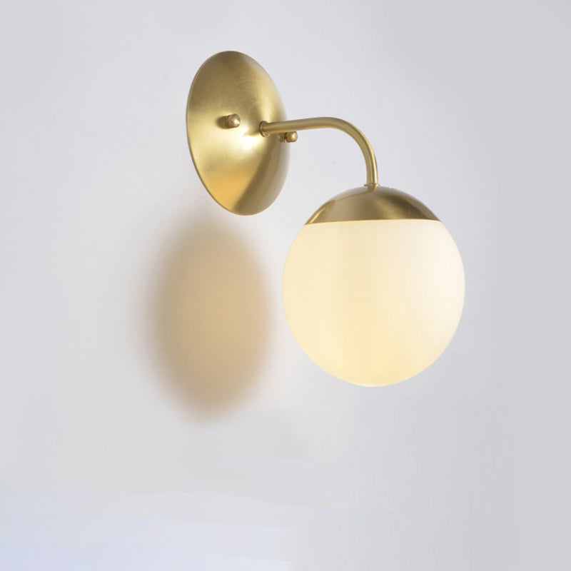 Avtoit | Brass 1-Light Wall Lamp Fixture Antique Frosted White Glass Tulip Shade/Cylinder Wall Mount Light with Arm