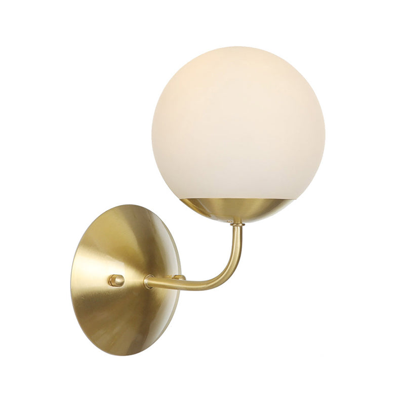Avtoit | Brass 1-Light Wall Lamp Fixture Antique Frosted White Glass Tulip Shade/Cylinder Wall Mount Light with Arm
