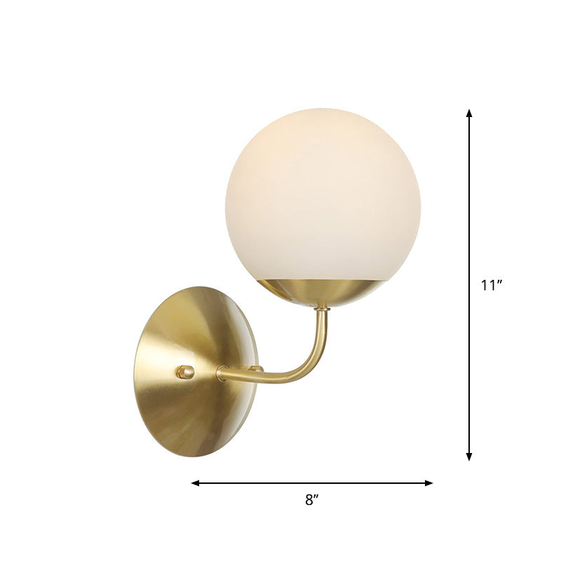 Avtoit | Brass 1-Light Wall Lamp Fixture Antique Frosted White Glass Tulip Shade/Cylinder Wall Mount Light with Arm