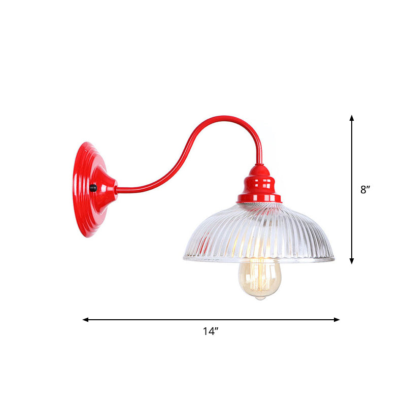 Avtoit | Iron Red Wall Lighting Kit Gooseneck 1 Bulb Loft Style Wall Lighting with Cone/Sphere/Bell Clear Glass Shade