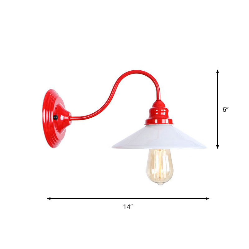 Avtoit | Iron Red Wall Lighting Kit Gooseneck 1 Bulb Loft Style Wall Lighting with Cone/Sphere/Bell Clear Glass Shade