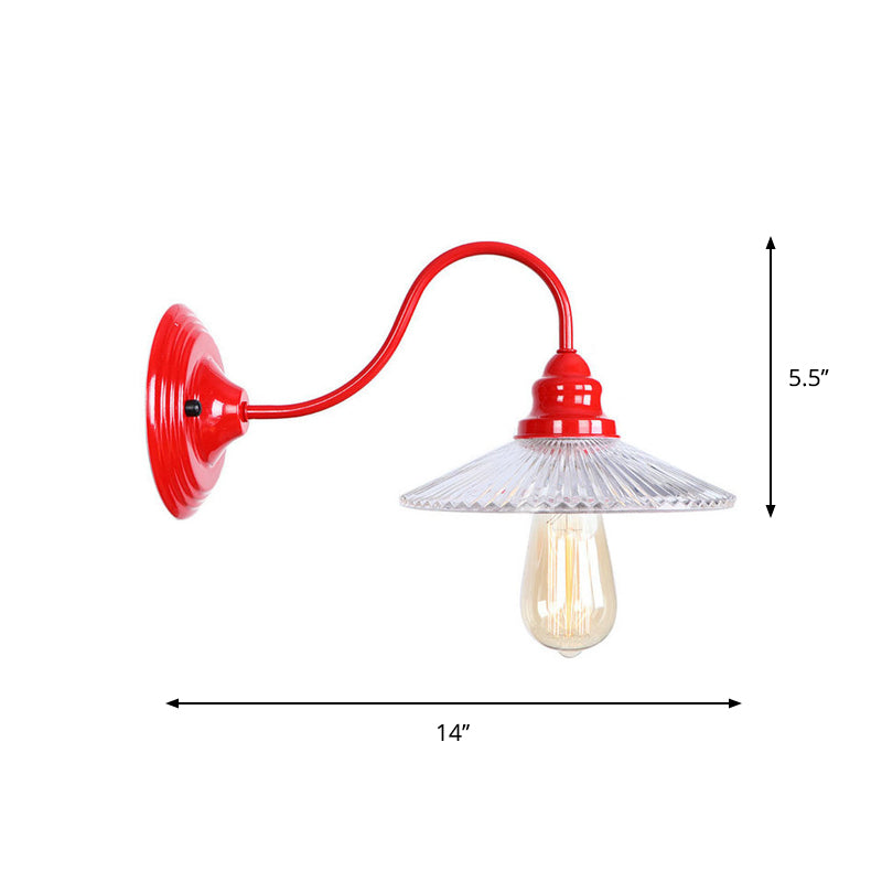 Avtoit | Iron Red Wall Lighting Kit Gooseneck 1 Bulb Loft Style Wall Lighting with Cone/Sphere/Bell Clear Glass Shade
