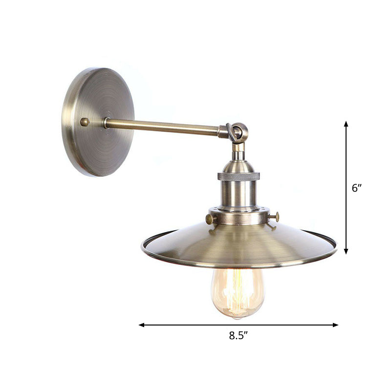 Avtoit | Bronze 1-Light Wall Spotlight Industrial Iron Rolled Edge Dish/Cone/Horn Wall Mount Light Fixture with Swivel Joint
