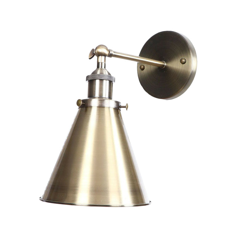 Avtoit | Bronze 1-Light Wall Spotlight Industrial Iron Rolled Edge Dish/Cone/Horn Wall Mount Light Fixture with Swivel Joint