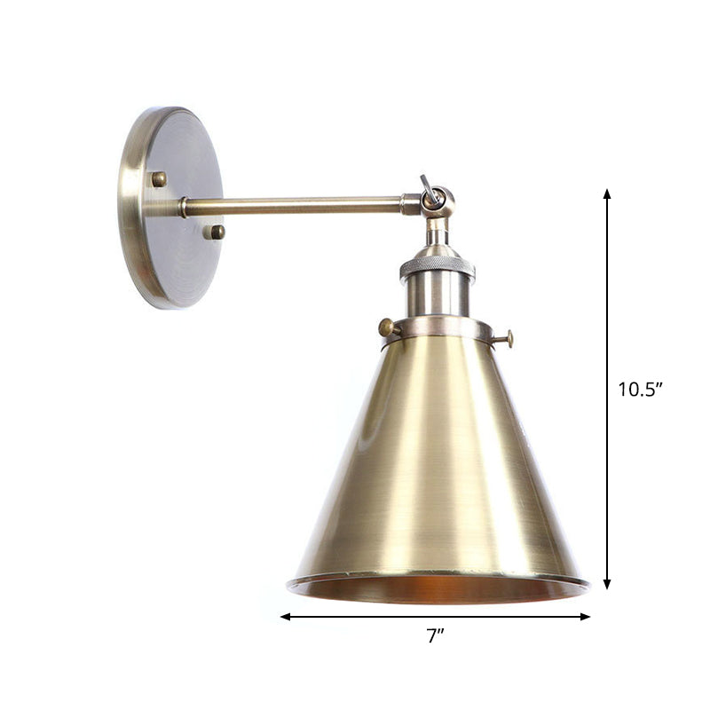 Avtoit | Bronze 1-Light Wall Spotlight Industrial Iron Rolled Edge Dish/Cone/Horn Wall Mount Light Fixture with Swivel Joint