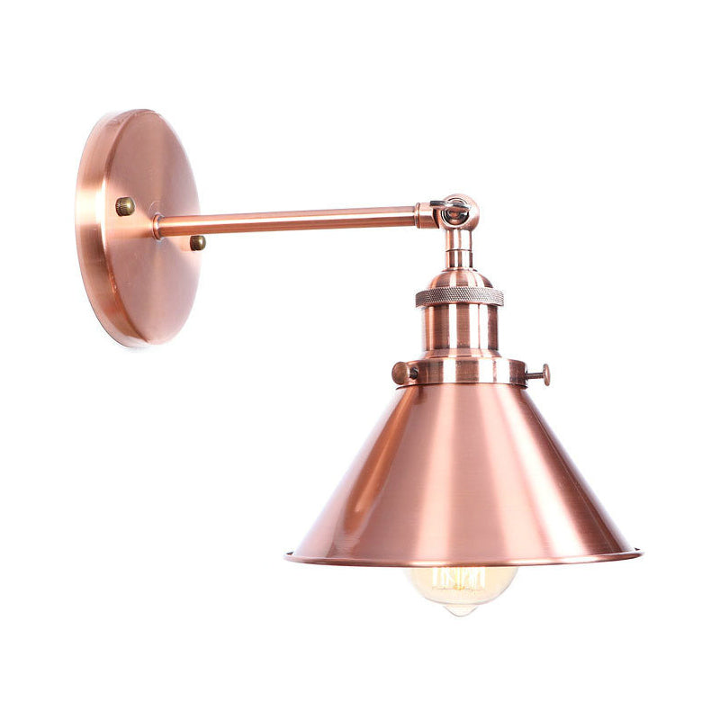 Avtoit | Adjustable Iron Copper Wall Reading Camp Horn/Bowl/Cone Single Lamp Loft Style Wall Lamp for Living Room