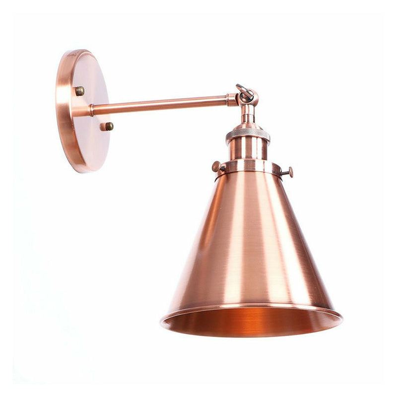 Avtoit | Adjustable Iron Copper Wall Reading Camp Horn/Bowl/Cone Single Lamp Loft Style Wall Lamp for Living Room