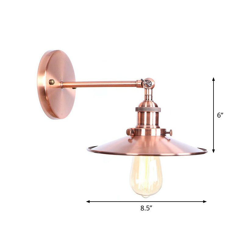 Avtoit | Adjustable Iron Copper Wall Reading Camp Horn/Bowl/Cone Single Lamp Loft Style Wall Lamp for Living Room