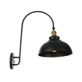 Avtoit | Iron Barn/Bowl/Wave Cut Wall Light Kit Vintage 1 Bulb Nightstand Reading Wall Lamp with Curved Arm in Black