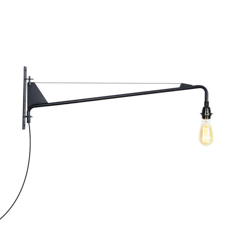 Avtoit | Industrial Scalloped/Exposed Wall Lamp 1/2-Light Iron Plug-in Wall Mounted Lighting with Long Swing Arm in Black