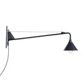 Avtoit | Industrial Scalloped/Exposed Wall Lamp 1/2-Light Iron Plug-in Wall Mounted Lighting with Long Swing Arm in Black