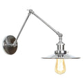 Avtoit | Saucer/Cone/Horn Nightstand Reading Wall Lamp Factory Metal Single 6"/8" W Chrome Wall-Mounted Light Fixture with Rotatable Arm