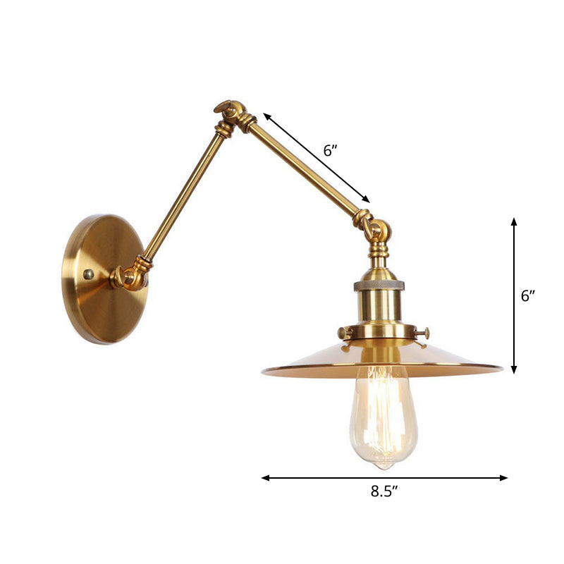 Avtoit | Iron Brass Wall Lighting Scalloped/Horn/Cone Single 6"/8" Width Antique Wall Lamp with Swing Arm