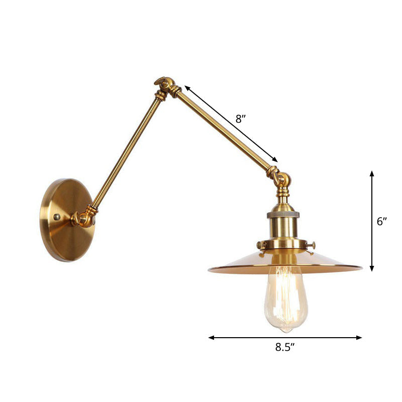 Avtoit | Iron Brass Wall Lighting Scalloped/Horn/Cone Single 6"/8" Width Antique Wall Lamp with Swing Arm