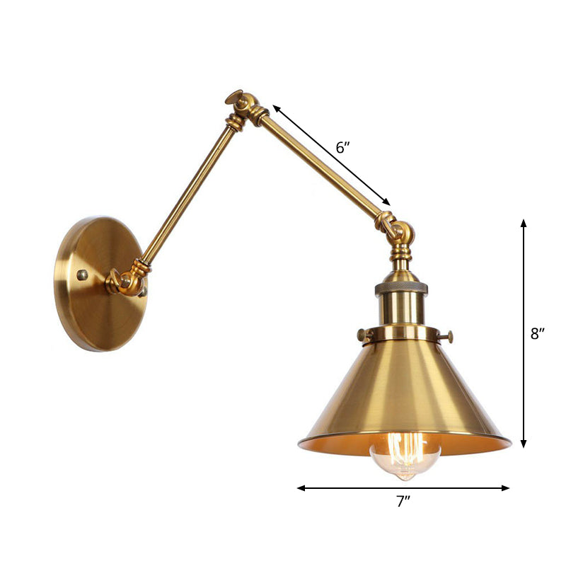 Avtoit | Iron Brass Wall Lighting Scalloped/Horn/Cone Single 6"/8" Width Antique Wall Lamp with Swing Arm