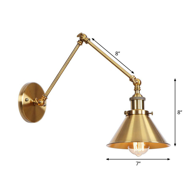 Avtoit | Iron Brass Wall Lighting Scalloped/Horn/Cone Single 6"/8" Width Antique Wall Lamp with Swing Arm