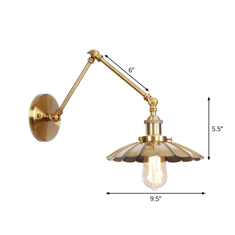 Avtoit | Iron Brass Wall Lighting Scalloped/Horn/Cone Single 6"/8" Width Antique Wall Lamp with Swing Arm