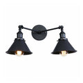 Avtoit | 2 Lights Wall Mounted Lamp Retro Cone/Shell Pivot Shade Metal Wall Light in Black for Bathroom
