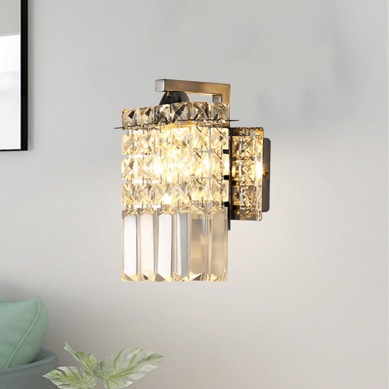 Avtoit | Rectangular wall lamp crystal block wall sconce in chrome with crystal rod draping