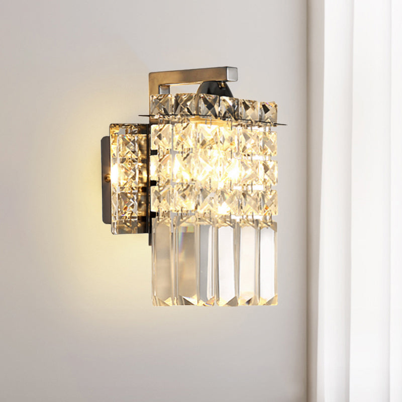 Avtoit | Rectangular wall lamp crystal block wall sconce in chrome with crystal rod draping