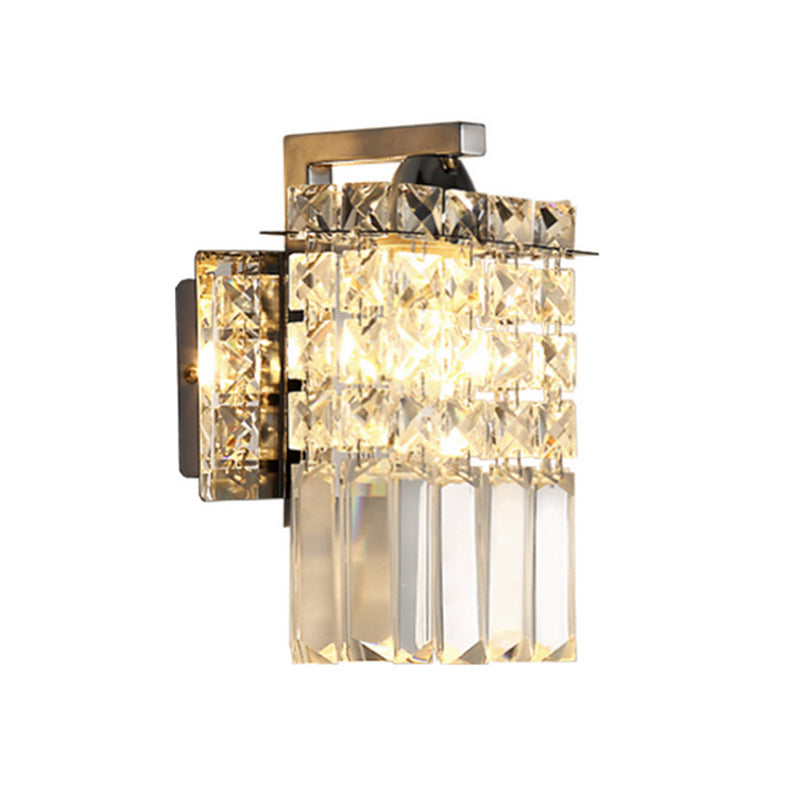 Avtoit | Rectangular wall lamp crystal block wall sconce in chrome with crystal rod draping