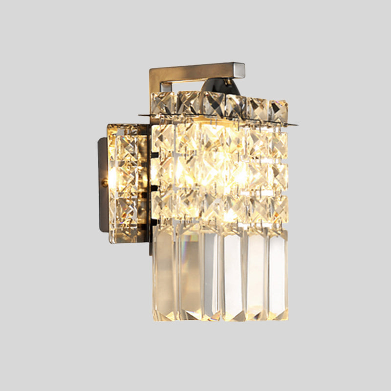 Avtoit | Rectangular wall lamp crystal block wall sconce in chrome with crystal rod draping