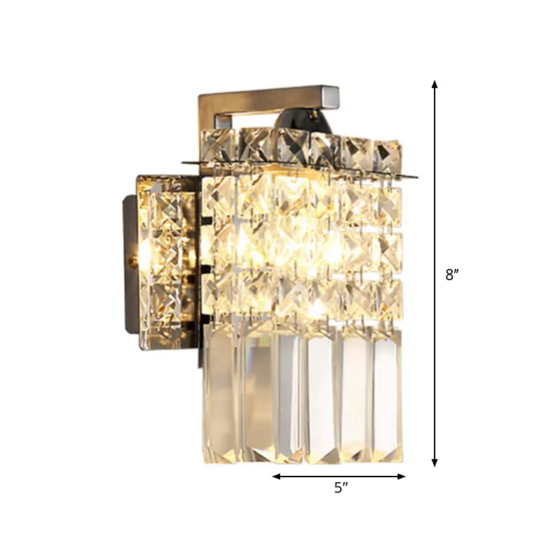 Avtoit | Rectangular wall lamp crystal block wall sconce in chrome with crystal rod draping