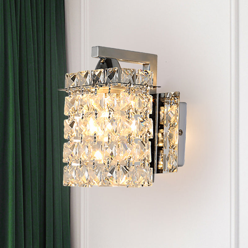 Avtoit | Rectangular wall lamp crystal block wall sconce in chrome with crystal rod draping