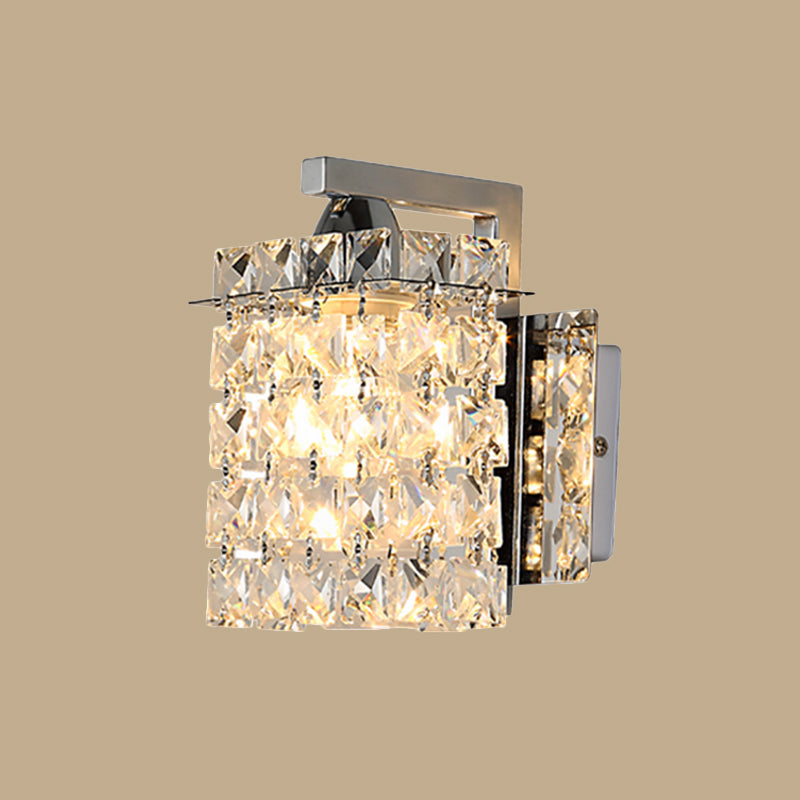 Avtoit | Rectangular wall lamp crystal block wall sconce in chrome with crystal rod draping