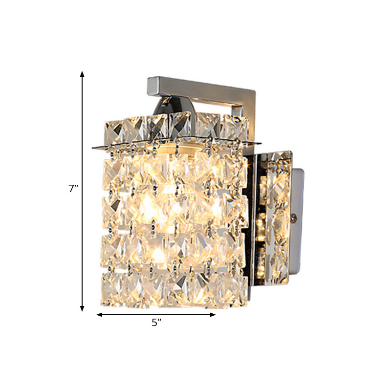 Avtoit | Rectangular wall lamp crystal block wall sconce in chrome with crystal rod draping