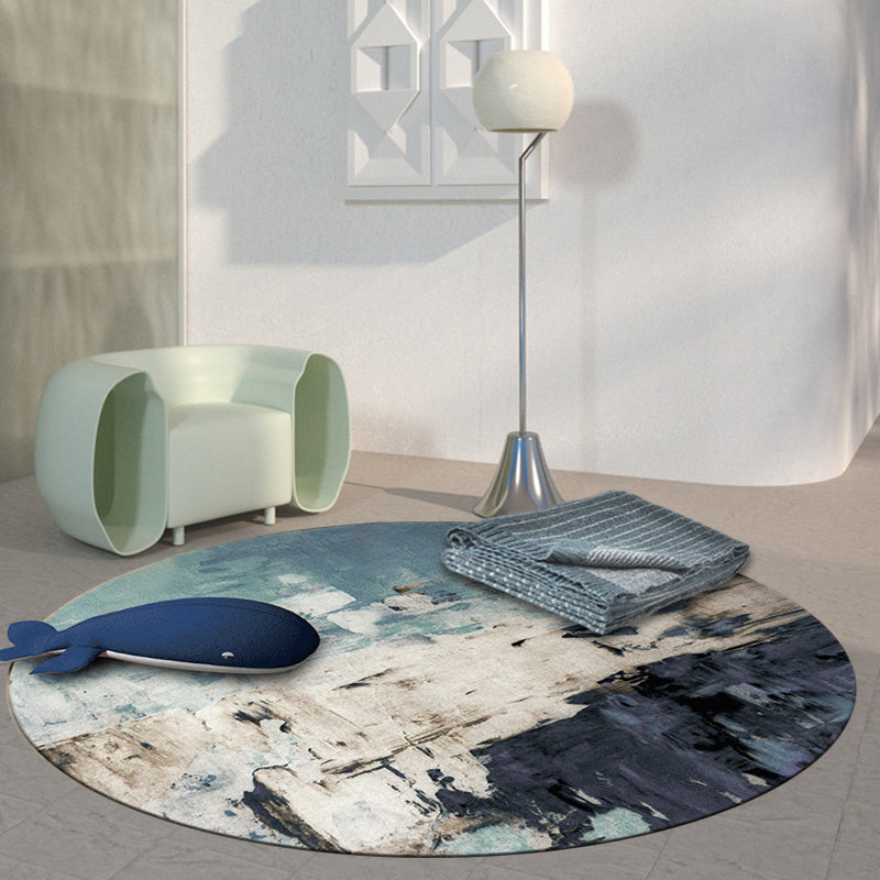 Avtoit | Dark Industrial Area Rug Synthetic Abstract Oil Painting Print Rug Stain Resistant Carpet for Home Decor