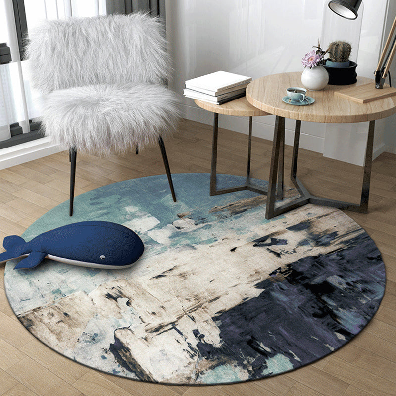 Avtoit | Dark Industrial Area Rug Synthetic Abstract Oil Painting Print Rug Stain Resistant Carpet for Home Decor